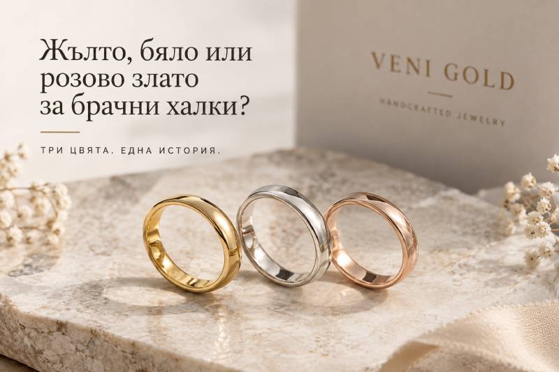 Жълто, бяло или розово злато за брачни халки?