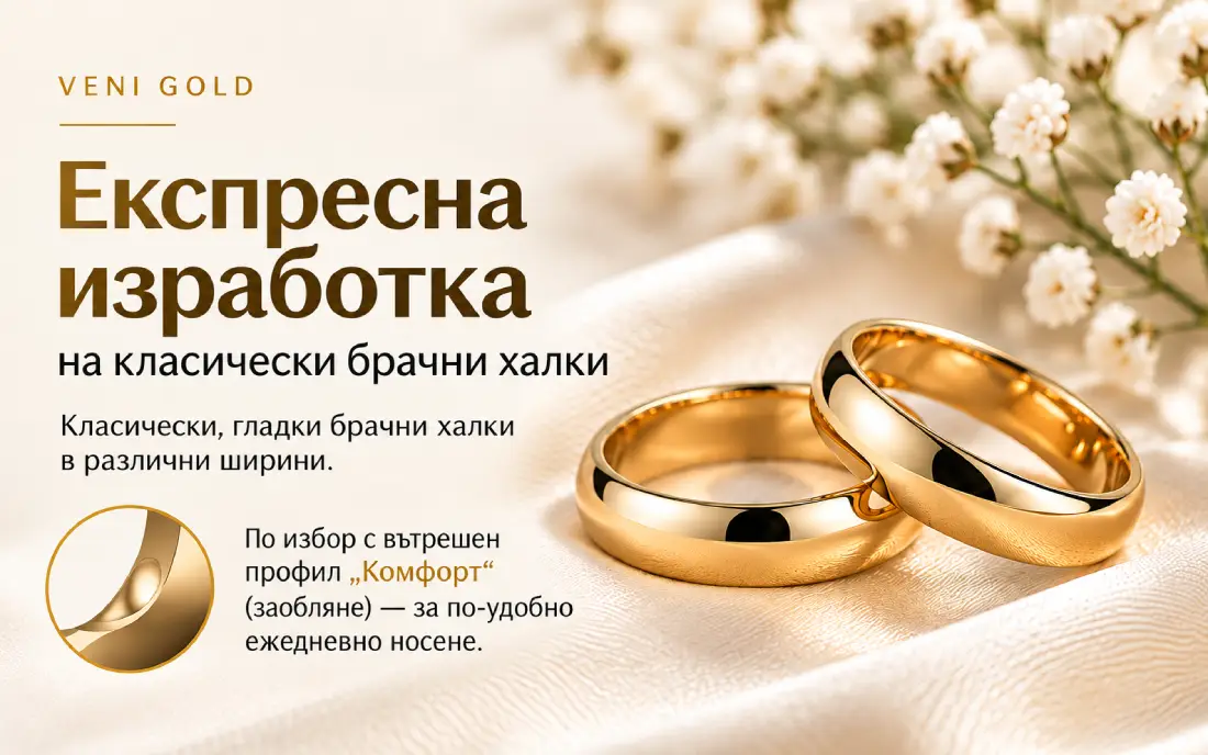 Експресна изработка на класически брачни халки